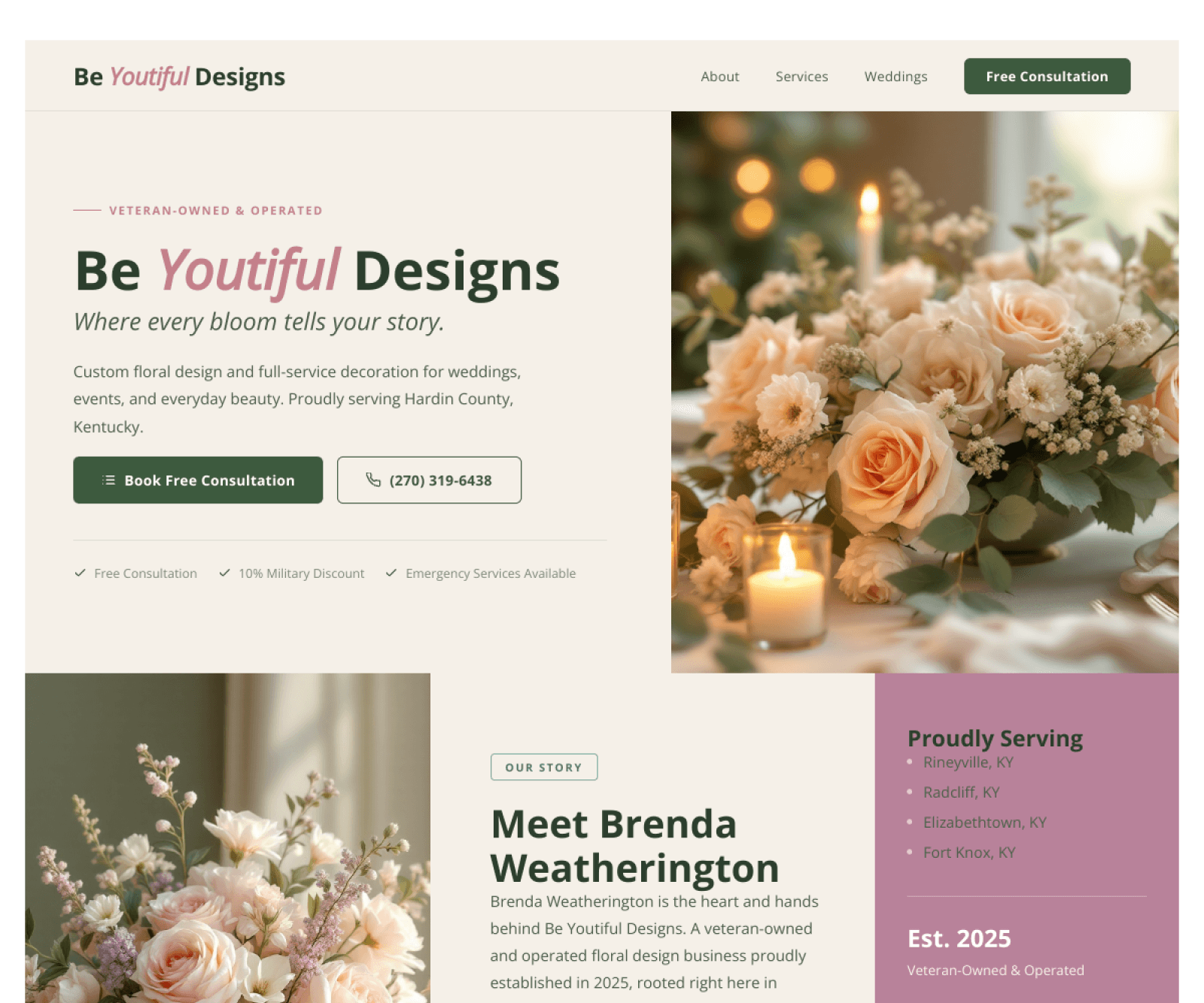 Be Youtiful Designs website screenshot